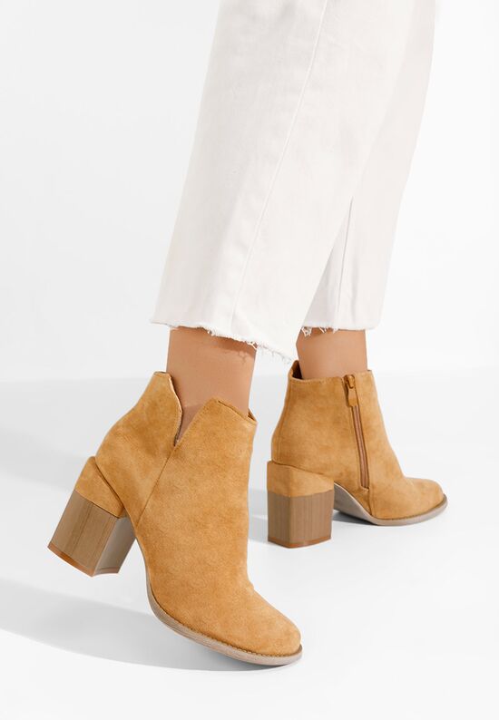 Μποτάκια με χοντρό τακούνι Paletia καφε, Μέγεθος: 41- zapatos