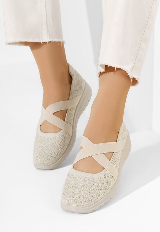 Μπαλαρίνεσ με λουράκι Vanora μπεζ, Μέγεθος: 38- zapatos