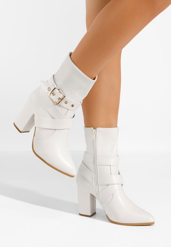 Μπότες με χοντρό τακούνι Kasandra λευκά, Μέγεθος: 40- zapatos