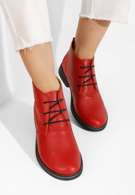 Γυναικεία δερμάτινα μποτάκια Kalisa V3 κοκκινο, Μέγεθος: 38- zapatos