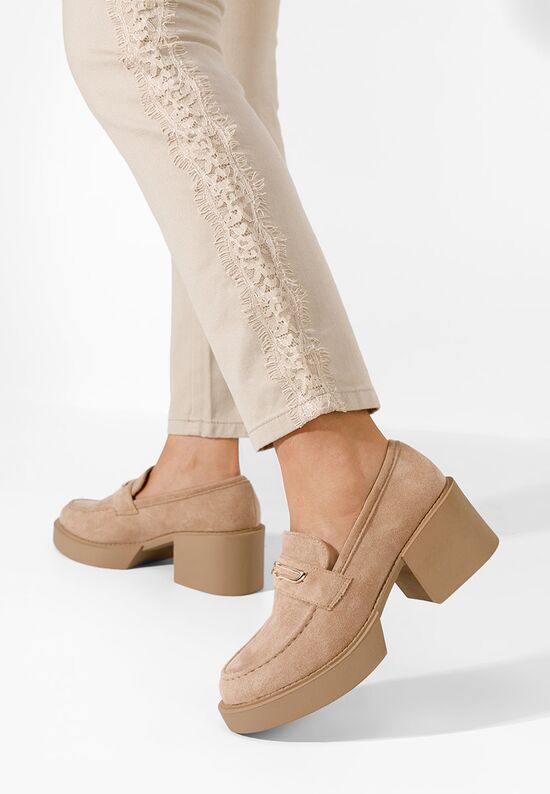 Μοκασίνια με τακουνι Agnessa Χακι, Μέγεθος: 39- zapatos