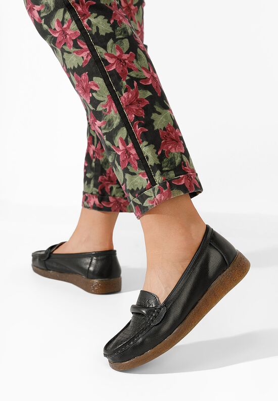 Δερμάτινα μοκασινια γυναικεια Telisa μαύρα, Μέγεθος: 37- zapatos