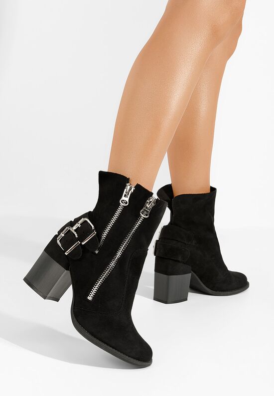 Μποτάκια με χοντρό τακούνι Laroya V4 Μαύρα, Μέγεθος: 40- zapatos