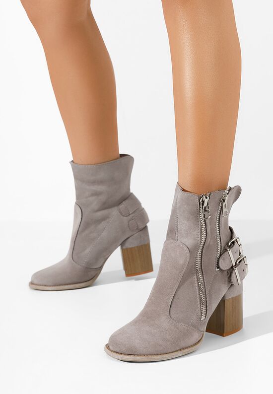 Μποτάκια με χοντρό τακούνι Laroya V2 γκρι, Μέγεθος: 40- zapatos