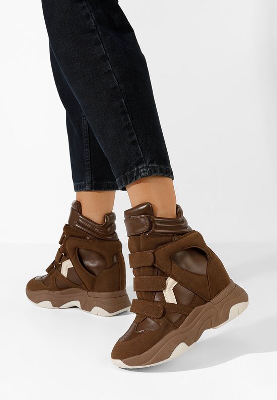 Sneakers με πλατφόρμα Kata καφε, Μέγεθος: 40- zapatos