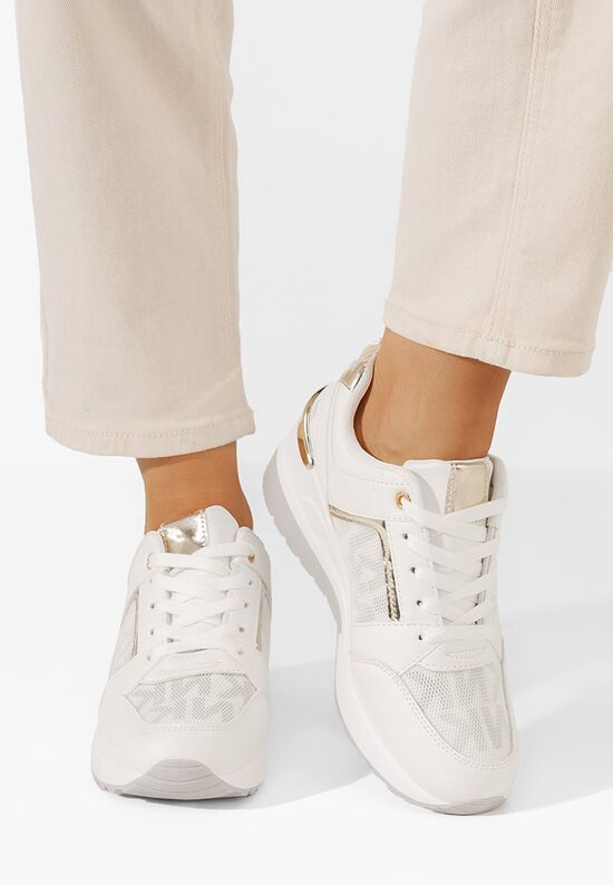 Sneakers με πλατφόρμα Velola λευκά, Μέγεθος: 39- zapatos