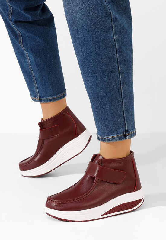 Γυναικεία δερμάτινα μποτάκια Valara μπορντό, Μέγεθος: 36- zapatos