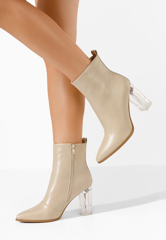 Μποτάκια με χοντρό τακούνι Arilea μπεζ, Μέγεθος: 40- zapatos