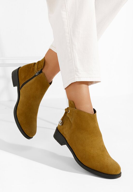 Γυναικεία δερμάτινα μποτάκια Dezara V3 ταμπά, Μέγεθος: 36- zapatos