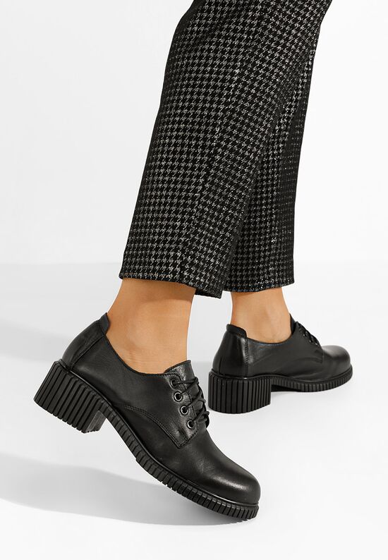 Γόβες με κορδόνια Roanne μαύρα, Μέγεθος: 37- zapatos
