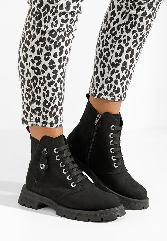 Γυναικεία δερμάτινα μποτάκια Kaolia V2 Μαύρα, Μέγεθος: 39- zapatos