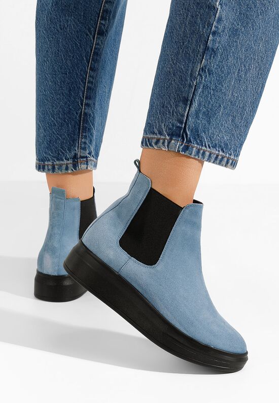 Γυναικεία δερμάτινα μποτάκια Oleira V2 μπλε, Μέγεθος: 41- zapatos