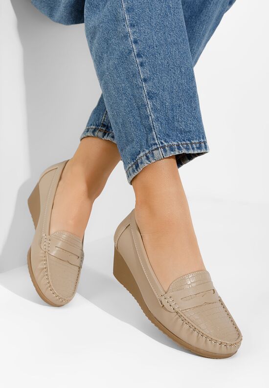 Μοκασίνια με πλατφόρμα Eligia μπεζ, Μέγεθος: 39- zapatos