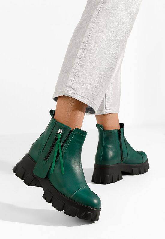 Γυναικεία δερμάτινα μποτάκια Endless πρασινο, Μέγεθος: 37- zapatos