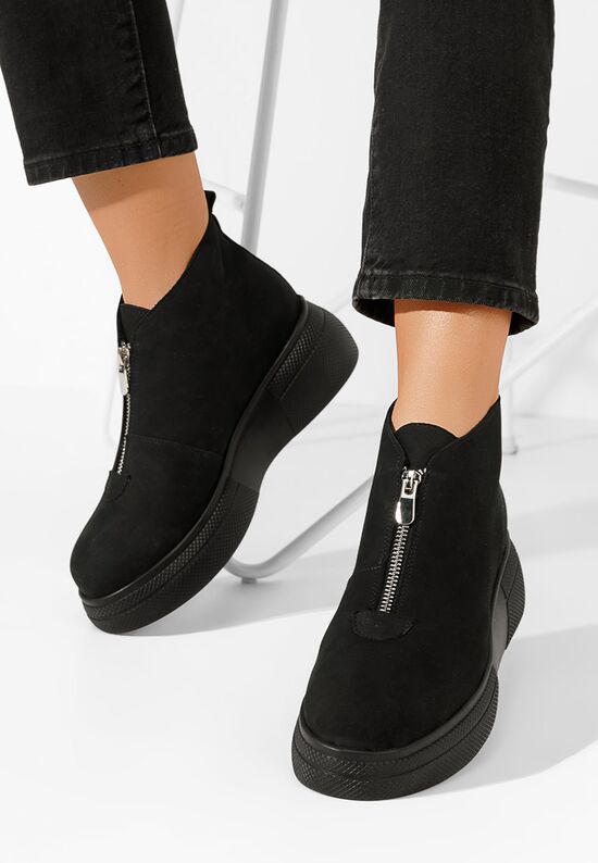 Γυναικεία δερμάτινα μποτάκια Laurisa V2 Μαύρα, Μέγεθος: 38- zapatos