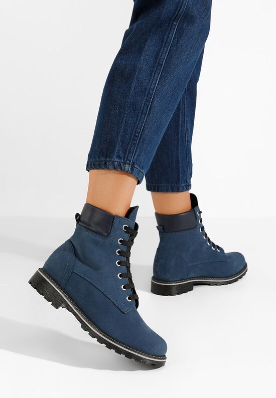 Γυναικεία δερμάτινα μποτάκια Pantonia V2 μπλε, Μέγεθος: 36- zapatos