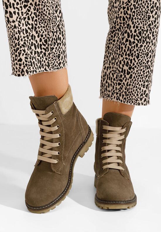 Γυναικεία δερμάτινα μποτάκια Pantonia V2 καφε, Μέγεθος: 37- zapatos