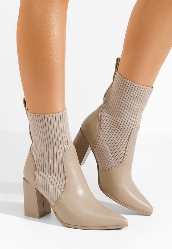 Μποτάκια με χοντρό τακούνι Vinuele χακι, Μέγεθος: 40- zapatos