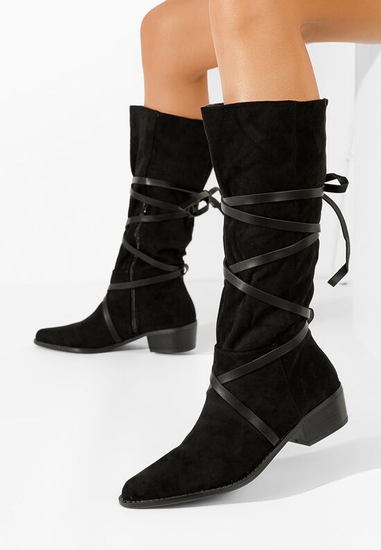 Mποτεσ γυναικειεσ φλατ Raizza Μαύρα, Μέγεθος: 38- zapatos