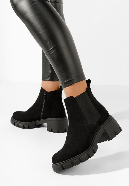 Γυναικεία δερμάτινα μποτάκια Rowa Μαύρα, Μέγεθος: 40- zapatos