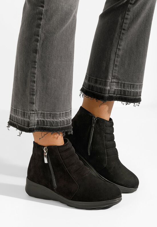 Γυναικεία δερμάτινα μποτάκια Soralia V2 Μαύρα, Μέγεθος: 36- zapatos