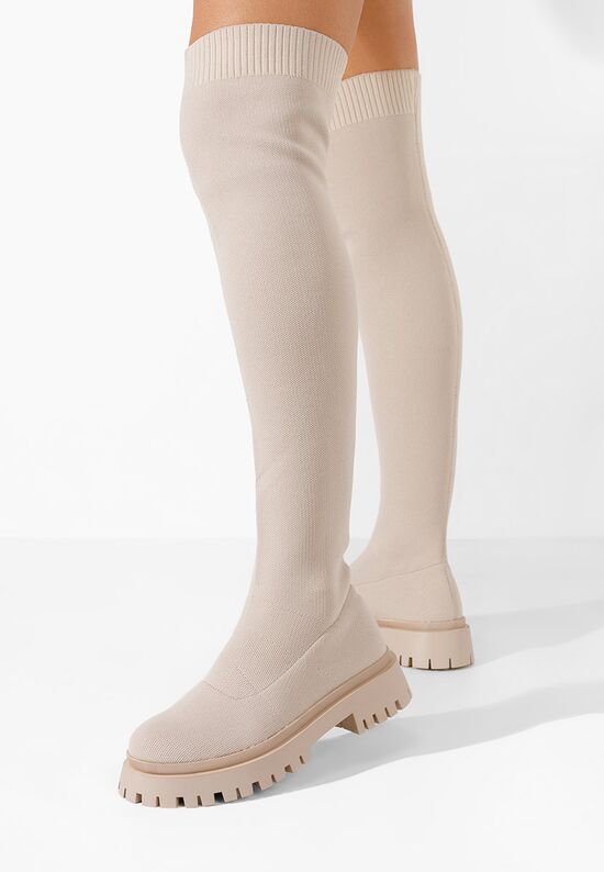 Ψηλές μπότες Xena μπεζ, Μέγεθος: 40- zapatos