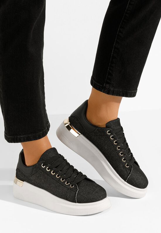 Sneakers με πλατφόρμα Amria μαύρα, Μέγεθος: 37- zapatos