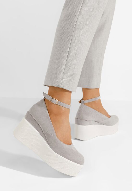 Πλατφόρμες γυναικεία Leanora γκρι, Μέγεθος: 40- zapatos