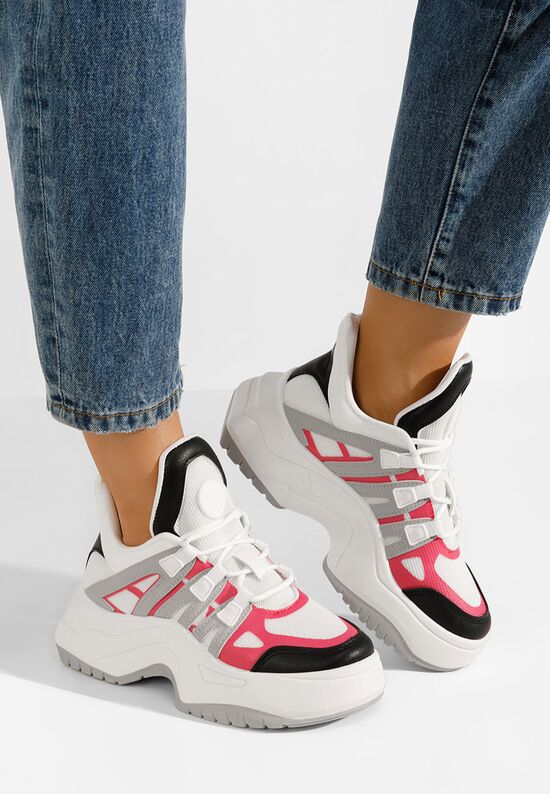 Sneakers με πλατφόρμα Alessia F λευκά, Μέγεθος: 38- zapatos