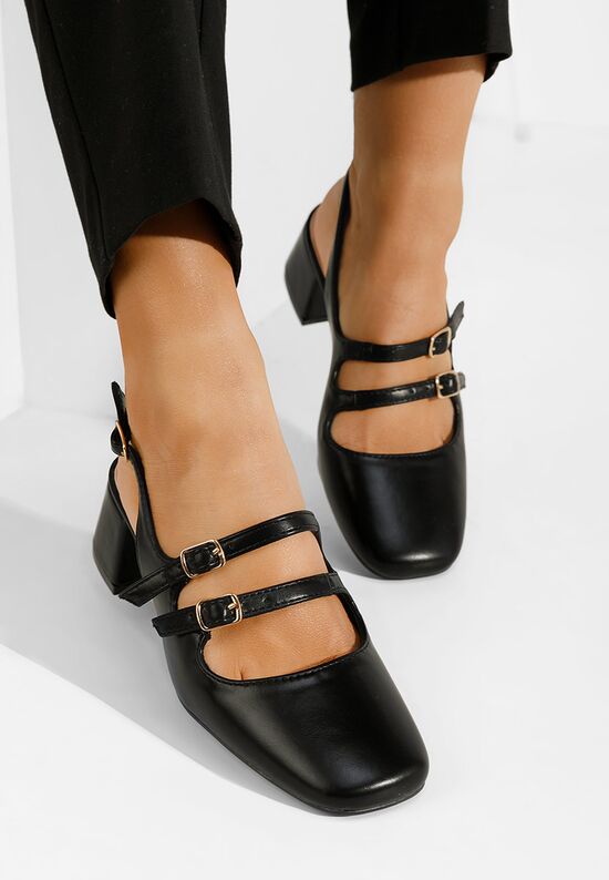 Γόβες slingback Sivida μαύρα, Μέγεθος: 38- zapatos