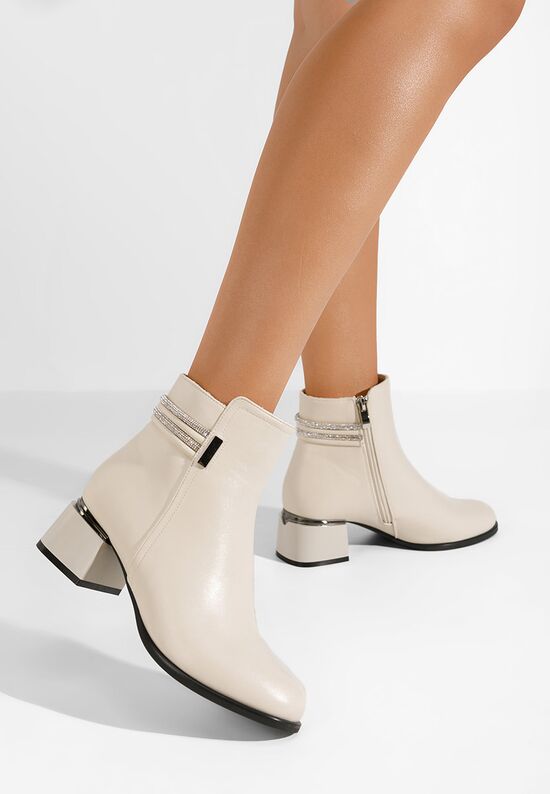 Γυναικεία Μποτίνια Amanda μπεζ, Μέγεθος: 39- zapatos