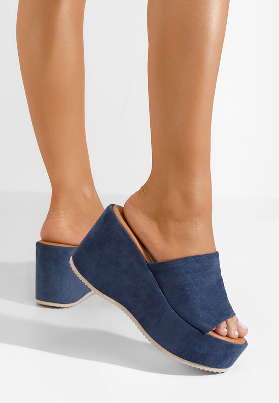 Παντόφλες με πλατφόρμα Belona μπλε, Μέγεθος: 38- zapatos