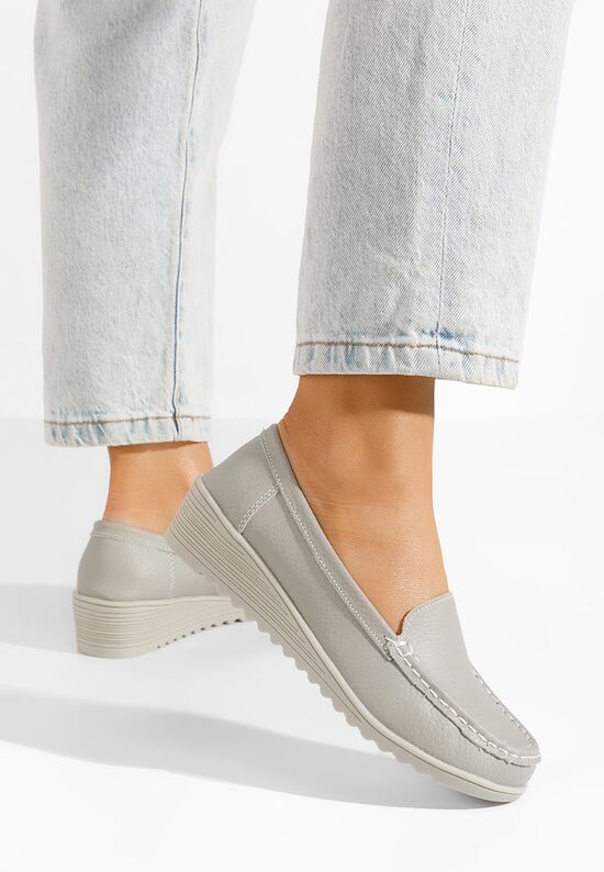 Μοκασίνια γυναικεια δερματινα Storia γκρι, Μέγεθος: 36- zapatos