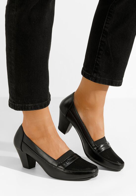 Loafers με τακουνι Zeldanna μαύρα, Μέγεθος: 37- zapatos