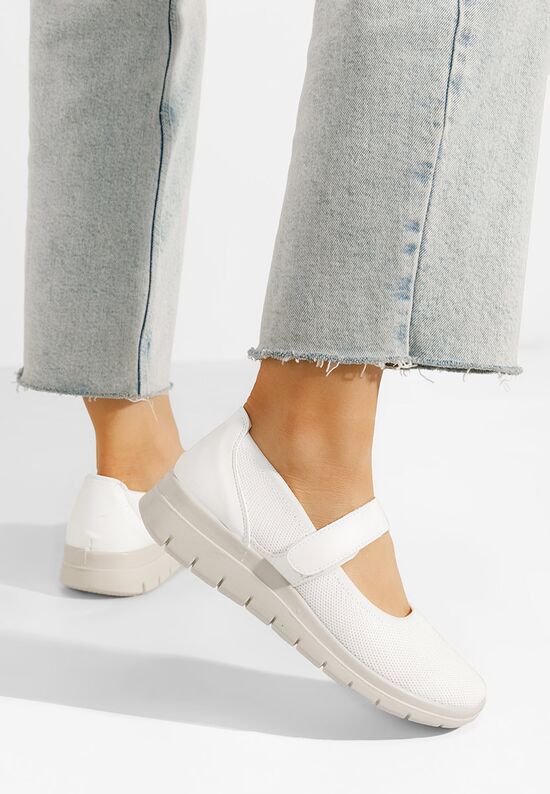 Μπαλαρίνεσ με λουράκι Maila λευκά, Μέγεθος: 39- zapatos