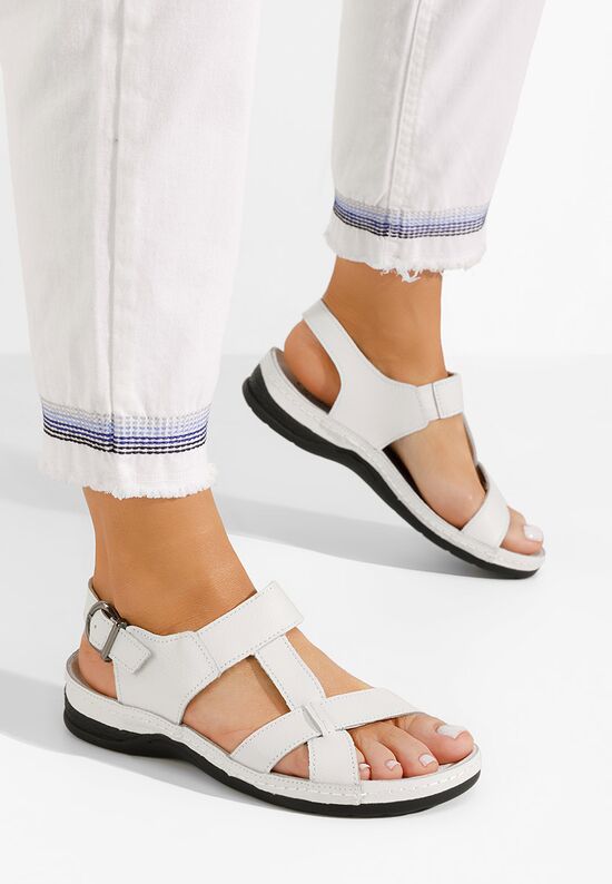 Σανδάλια δερματινα Zinna λευκά, Μέγεθος: 36- zapatos