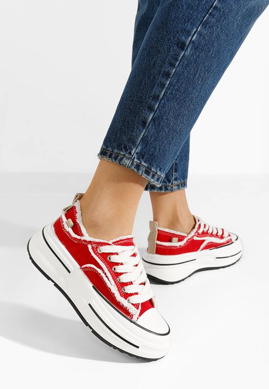 Γυναικεία πανινα πλατφόρμες Nena κοκκινο, Μέγεθος: 40- zapatos