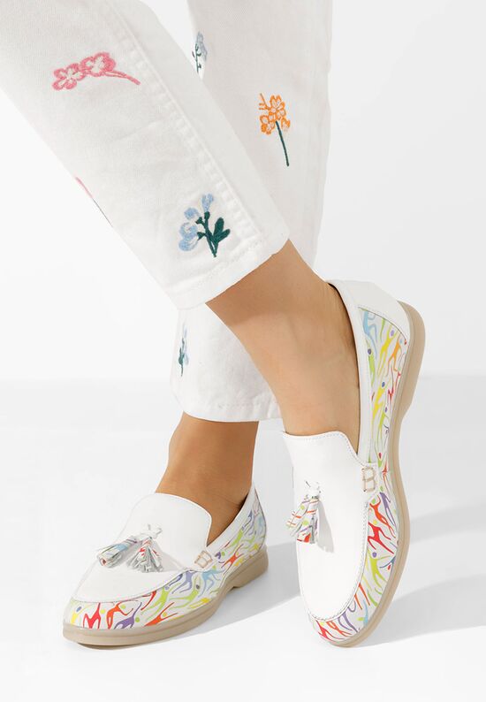 Μοκασίνια γυναικεια δερματινα Takara λευκά, Μέγεθος: 39- zapatos