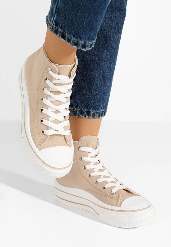 Γυναικεία sneakers αστραγάλο Hanya μπεζ, Μέγεθος: 39- zapatos