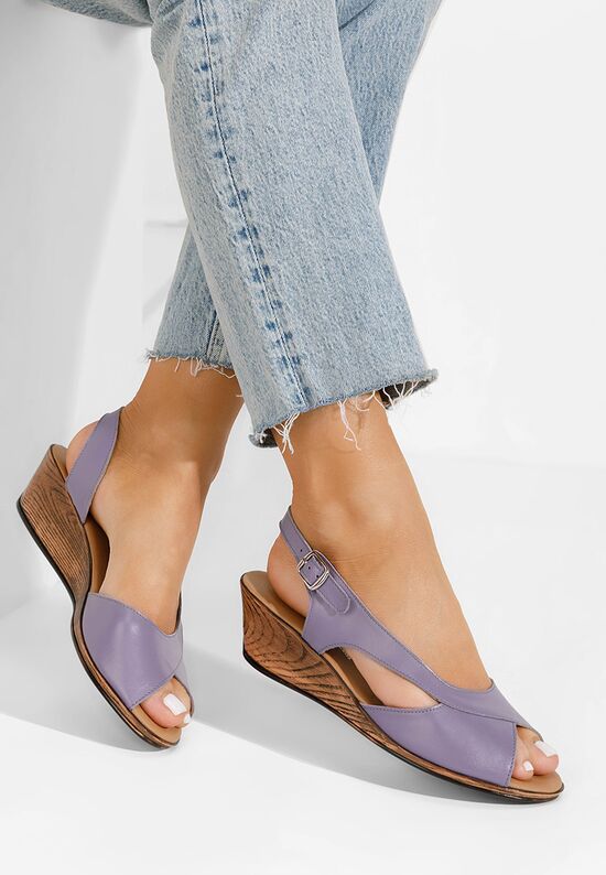 Πέδιλα πλατφόρμες δερματινα Rhonia μωβ, Μέγεθος: 37- zapatos