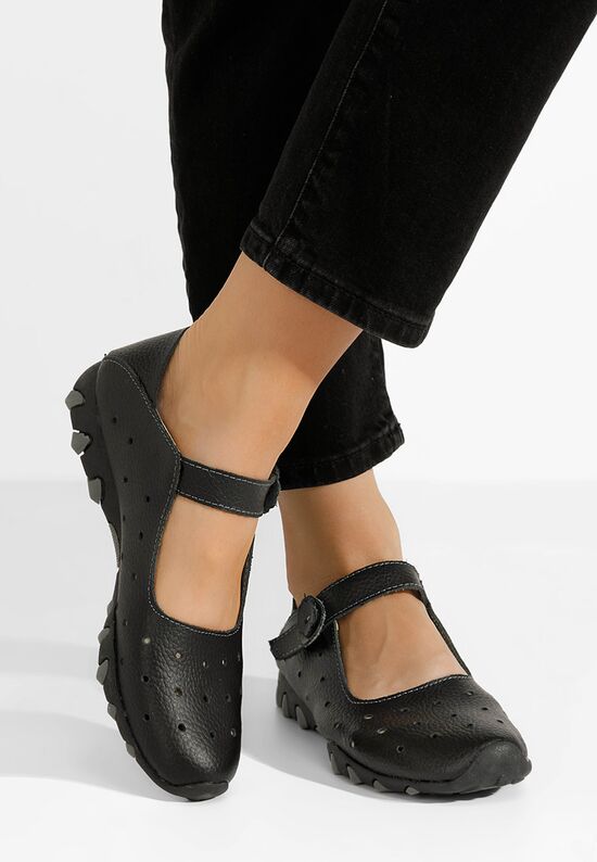Δερμάτινες μπαλαρίνες μαύρα Flary, Μέγεθος: 35- zapatos