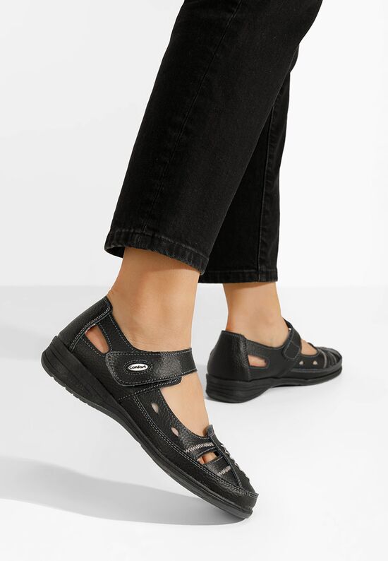 Μπαλαρίνες δερματινεσ naturala Deby μαύρα, Μέγεθος: 36- zapatos
