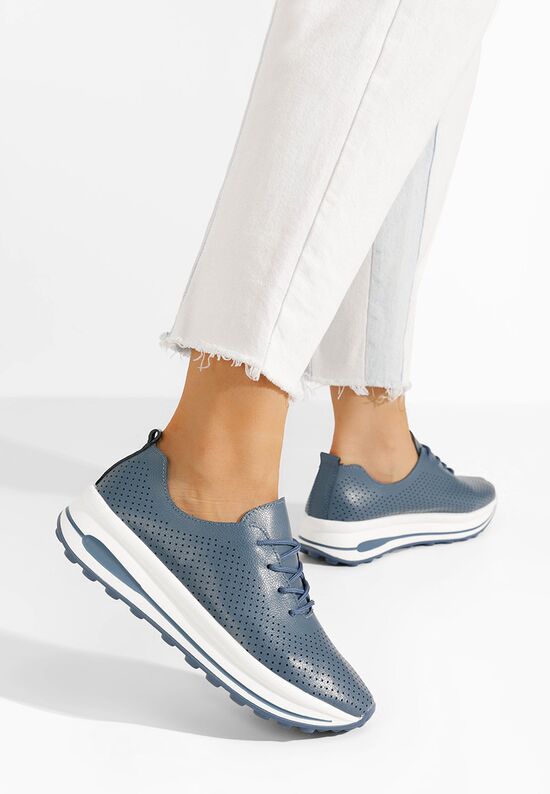 Sneakers γυναικεια δερματινα Riona μπλε, Μέγεθος: 36- zapatos