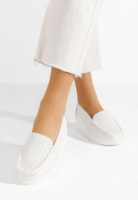 Μοκασίνια γυναικεια δερματινα Tangelo λευκά, Μέγεθος: 41- zapatos