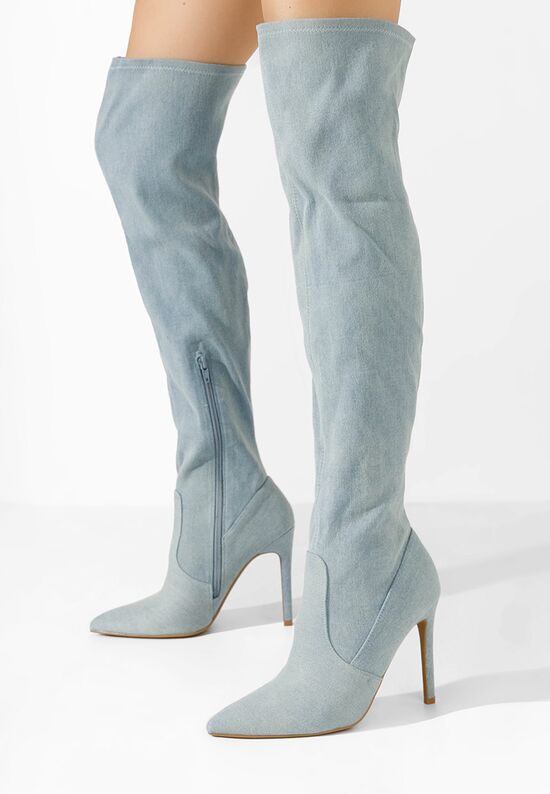 Ψηλές μπότες με λεπτό τακούνι Omaria Τζιν, Μέγεθος: 38- zapatos