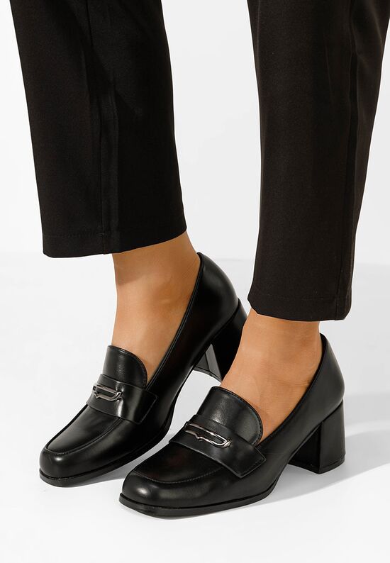 Loafers γυναικεια με τακουνι Ameliana μαύρα, Μέγεθος: 37- zapatos