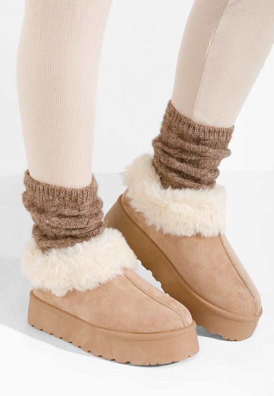 Χακί clogs γυναικεία με πλατφόρμα Cozy, Μέγεθος: 39- zapatos