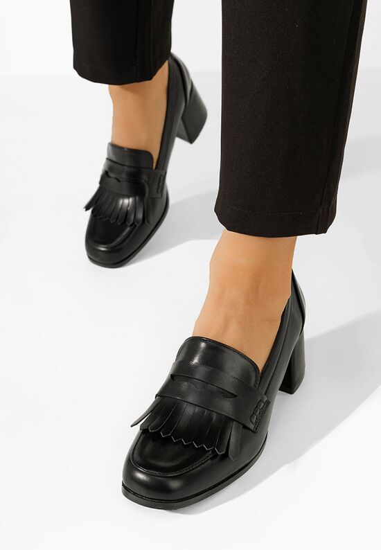 Loafers γυναικεια με τακουνι Solina μαύρα, Μέγεθος: 39- zapatos