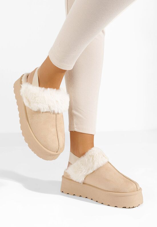 Παντόφλες με πλατφόρμα Edden μπεζ, Μέγεθος: 41- zapatos