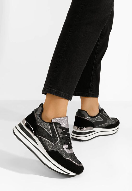 Sneakers με πλατφόρμα Septima μαύρα, Μέγεθος: 38- zapatos